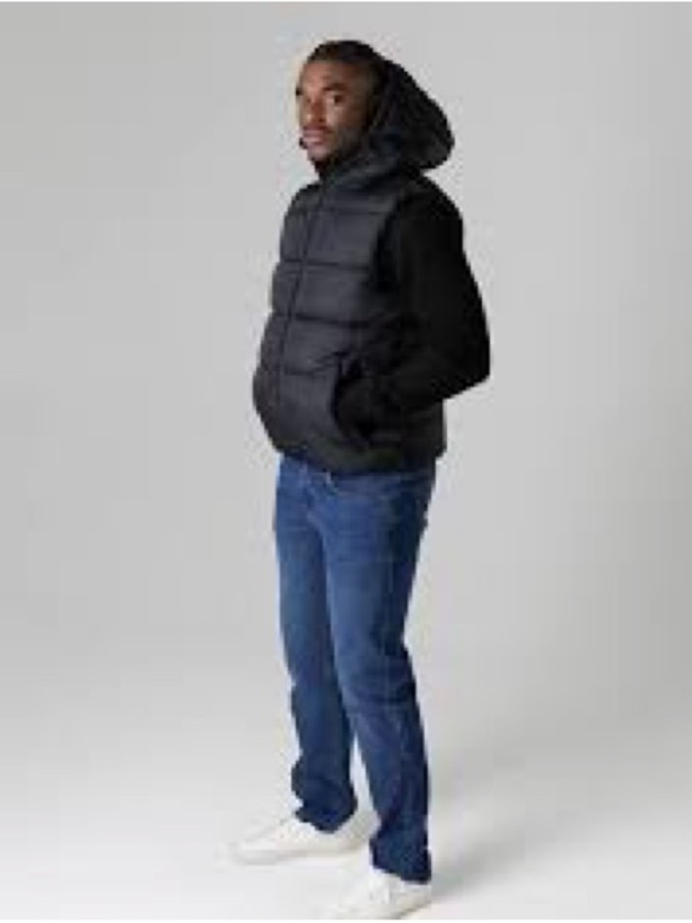 French Connection Blue Hoodie Puffer Vest XL